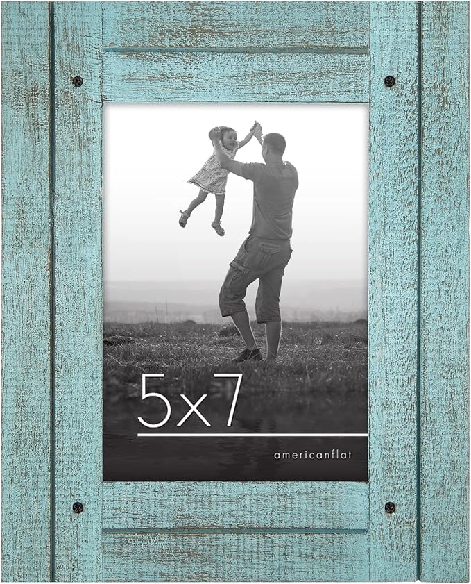 Americanflat 5x7 Picture Frame with Polished, Crystal Clear Glass - Hampton Collection - Distressed Wood Picture Frames fo...