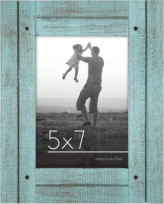 Americanflat 5x7 Picture Frame with Polished, Crystal Clear Glass - Hampton Collection - Distressed Wood Picture Frames fo...