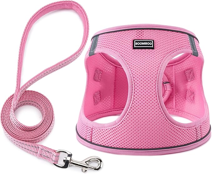 BOOMIBOO Dog Harness with Leash Set, No Pull Adjustable Reflective Step-in Puppy Pet Vest Harnesses for Small Medium Large...