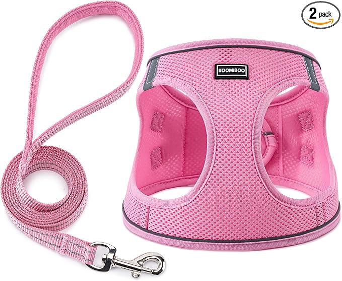 BOOMIBOO Dog Harness with Leash Set, No Pull Adjustable Reflective Step-in Puppy Pet Vest Harnesses for Small Medium Large...
