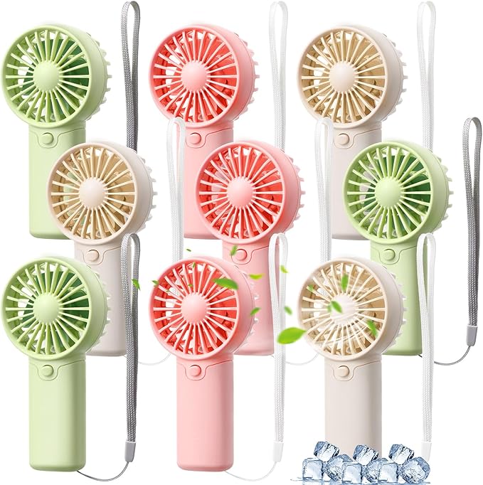 Rossesay 12 Pcs Mini Portable Fan Handheld Battery Operated Portable Small Personal Fans for Summer Beach Indoor Outdoor T...