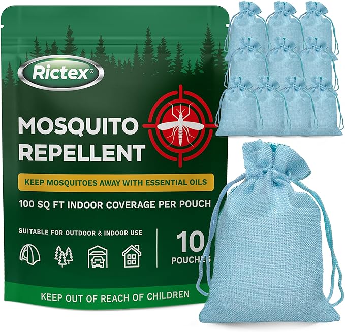 Mosquito Repellent Outdoor Patio & Yard: Natural Citronella & Peppermint Oil Pouches – Safe for Kids & Pets – Essential Oi...
