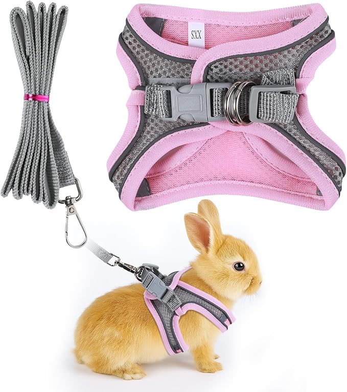 Bunny Harness and Leash Adjustable Bunny Harness and Leash Set, Breathable Pet Vest, Small Dog Harnesses, Small Kitten Pup...