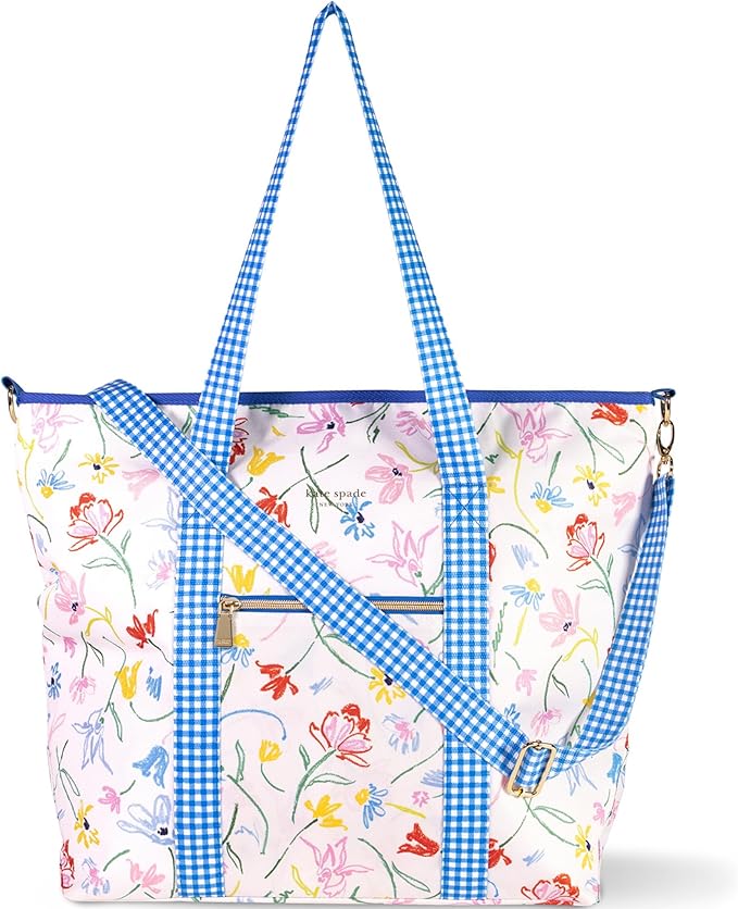 kate spade new york Large Capacity Insulated Cooler Tote Bag, Soft Sided Portable Beach Cooler with Shoulder Strap (Joyful...