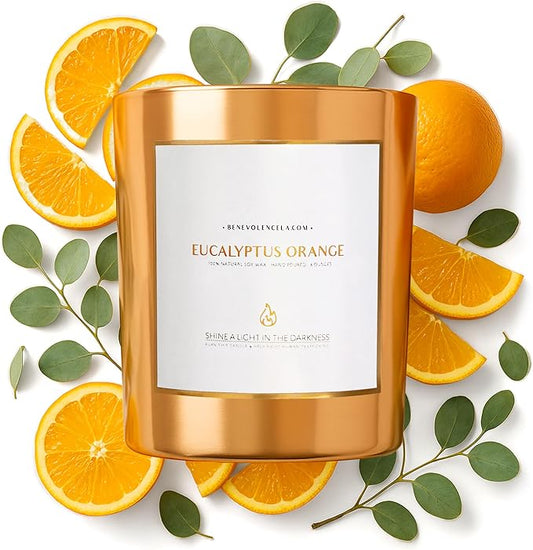 Benevolence LA Eucalyptus Orange Wood Wick Candles | Soy Christmas Scented Candles for Home | Holiday Candle Gifts for Wom...