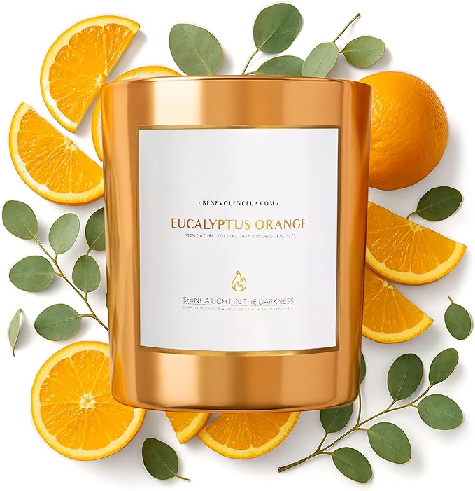 Benevolence LA Eucalyptus Orange Wood Wick Candles | Soy Christmas Scented Candles for Home | Holiday Candle Gifts for Wom...
