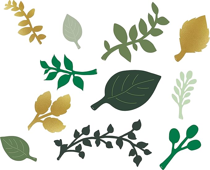Teacher Created Resources Green and Gold Leaves Paper Accents for Flower Wall Backdrops Party Photo Backdrops, Classrooms ...