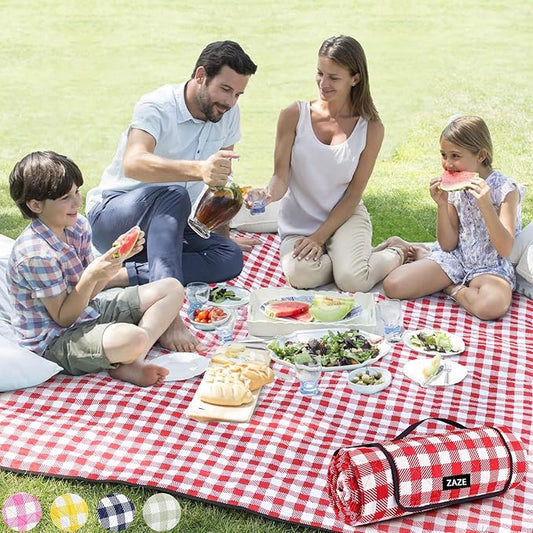 ZAZE Picnic Blanket Extra Large Waterproof, 80''x80''Checkered Picnic Blankets Beach, Outdoor, Camping on Grass Accessorie...