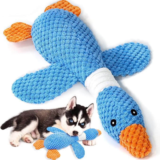 Vitscan Upgraded Goose Indestructible Dog Toys for Aggressive Chewers Small Medium Large Breed, Crinkle Squeaky Plush Dog ...