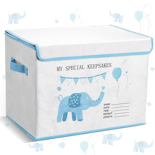 LemonRoad Baby Memory Keepsake Box 16x12x12inch Baby Shower Elephant First Keepsake Box New Parent Newborn Baptismal Birth...