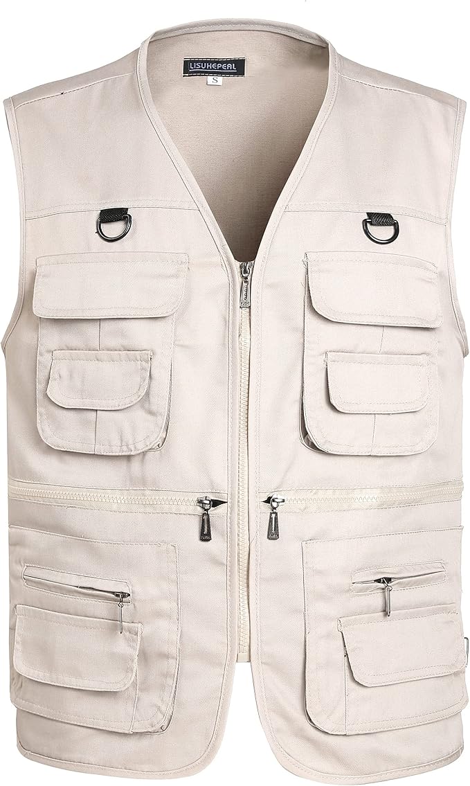 LISUHEPEAL Men’s Fishing Vest Summer Outdoor Work Safari Travel Photo Vest with Multi Pockets