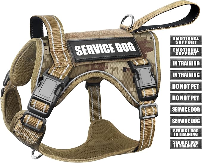 WINSEE Tactical Dog Harness, No Pull Dog Harness for Medium Large Dogs with Handle & Molle, Military Service Dog Vest Harn...