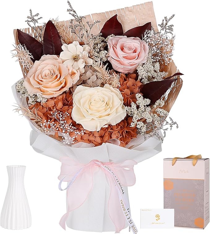 Preserved Bouquet of Flowers - Forever Flowers for Delivery, Real Eternal Roses, Mothers Day Gifts for Mom Grandma Wife, A...