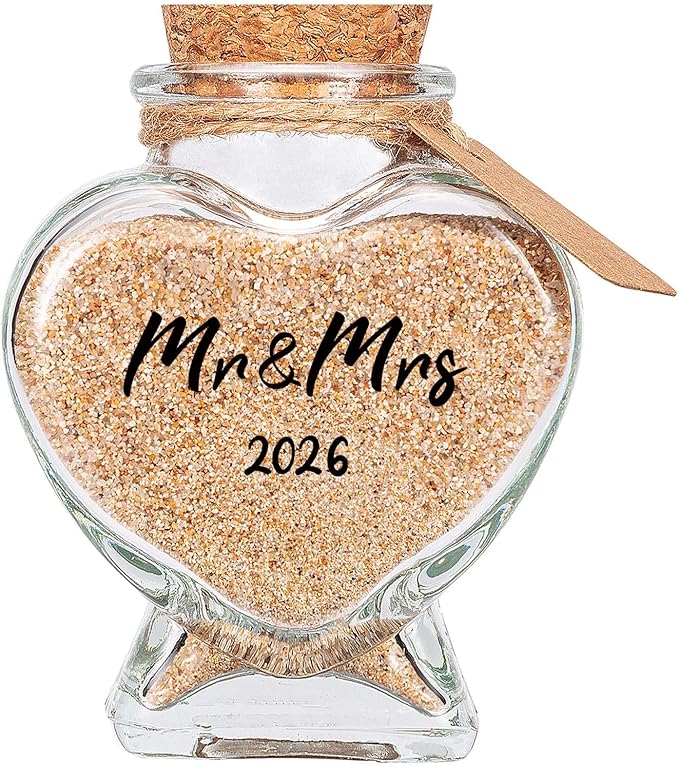 TUNGURIS Mr&Mrs 2026 Sand Keepsake Jar, Bridal Shower, Wedding, Engagement, Honeymoon, Travel Gift for Couples, Newlywed, ...