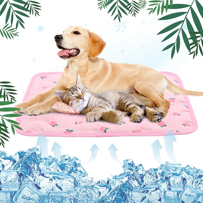 LETSQK Dog Cooling Mat, Summer Cooling Mat for Dogs, Self Cooling Pad for Small Medium Large Dogs Cats, Non-Toxic Breathab...