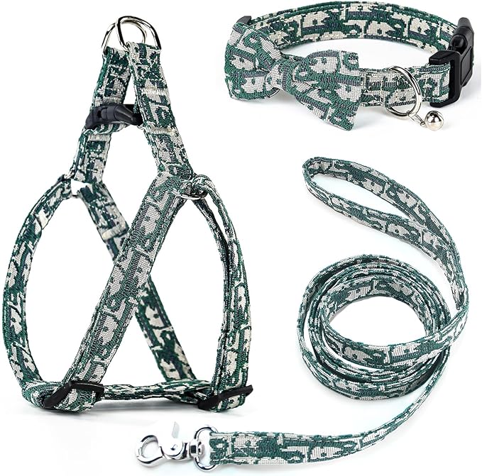 Dog Collar and Harness with Leash Set, Premium Breathable Harnesses for Girl Boy Dogs, No Pull Easy Walking Pet Harness, G...