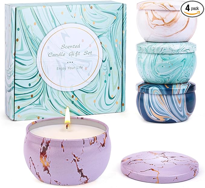 Candle Gifts - Scented Candles Gifts Set for Women, 4 Packs Aromatherapy Candles for Home Scented, 120H Long Burning Natur...