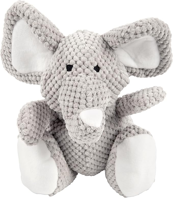 goDog Checkers Elephant Tough Plush Toy with Chew Guard Technology, Durable Checkered Fabric & Squeaker for Active Play, G...