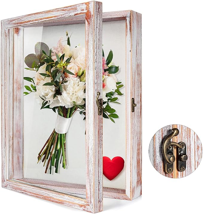 TJ.MOREE Flowers Shadow Box Display Case 11 x 14 Large Shadow Box Frame with Glass Window Door Deep Depth Picture Frame We...
