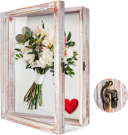 TJ.MOREE Flowers Shadow Box Display Case 11 x 14 Large Shadow Box Frame with Glass Window Door Deep Depth Picture Frame We...