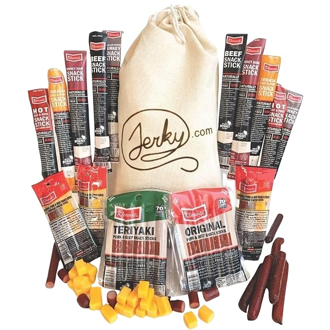 Jerky.com 26pc Meat Sticks Variety Pack | Beef Jerky Gifts for Men | Low Sugar & High Protein | Gluten Free & Keto Meat St...