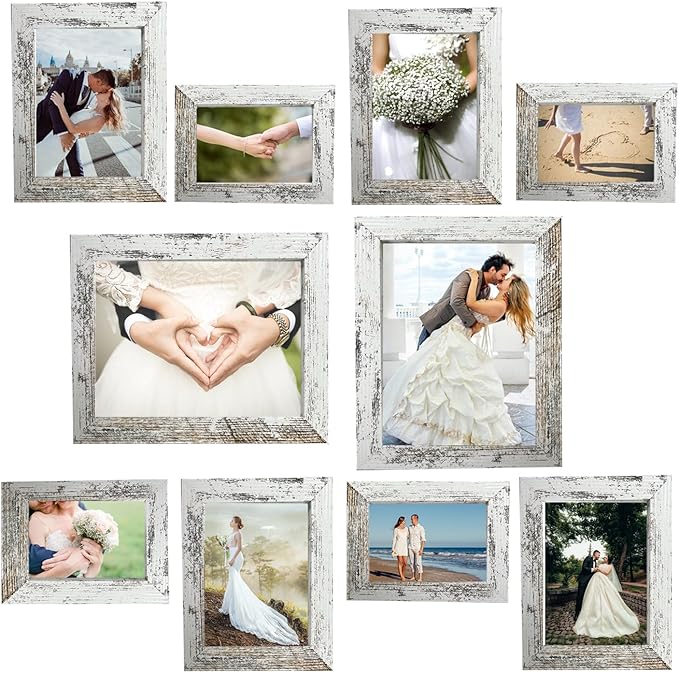 xnlkros Picture Frame Set 10 pack, Farmhouse Photo Frames, Gallery Wall Frame Collage, 8x10 5x7 4x6 Frames in 3 Different ...