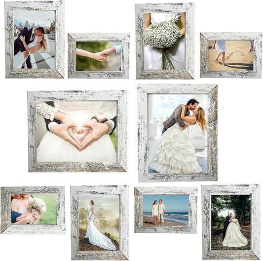 xnlkros Picture Frame Set 10 pack, Farmhouse Photo Frames, Gallery Wall Frame Collage, 8x10 5x7 4x6 Frames in 3 Different ...