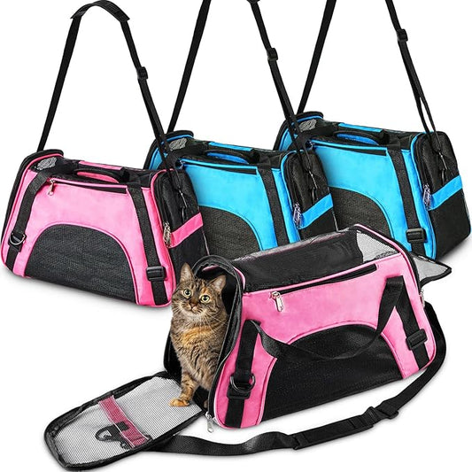 Sweetude 4 Pcs Cat Carrier Soft-Sided Pet Carrying Bag for Cat Under 13 Lbs, 16.9 x 11x 7.5 Inch, Portable Foldable Comfor...