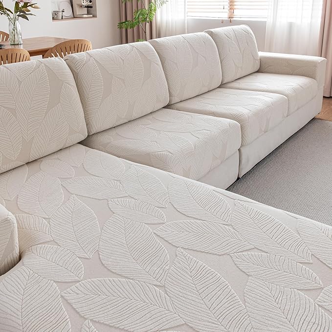 QIANMEW Couch Covers for Sectional Sofa, Washable Stretch Soft Sofa Cushion Covers L Shape Sofa Slipcovers Anti Slip Furni...