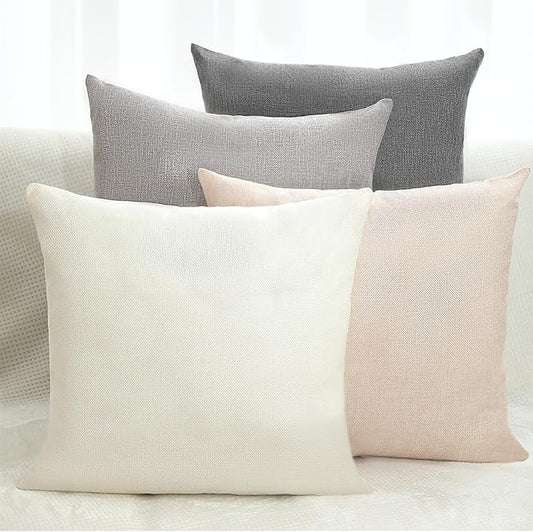 Mindsoft Set of 4 18" x 18" Boho Farmhouse Throw Pillow Covers, Imitation Linen Cushion Covers with Invisible Zipper for H...