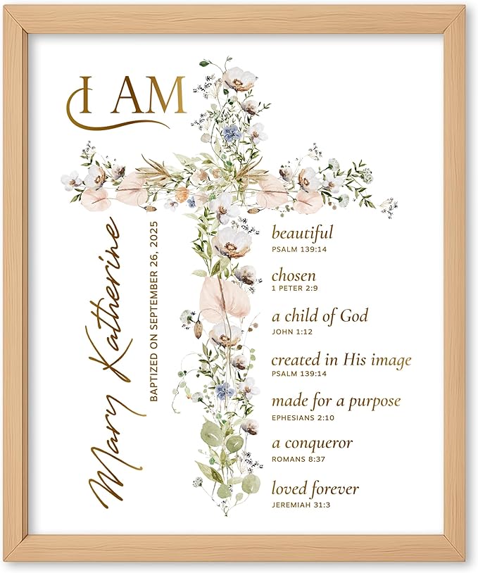 Baby Baptism Gifts for Girl Personalized Canvas or Print Unframed, First Holy Communion Gifts for Girls, Christening, Conf...