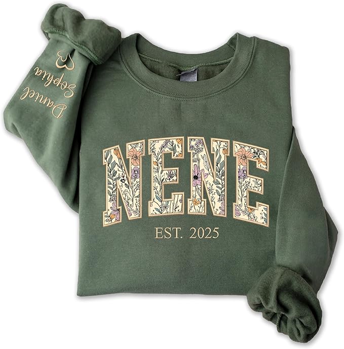 UrbanNEST Personalized Floral Embroidered Applique Grandma Sweatshirt, Custom Grandma Gifts from Grandkids, Christmas 2025