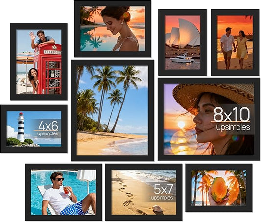 upsimples 10 Pack Picture Frames Collage Wall Decor for Mounting or Tabletop Display, Photo Gallery Frame Set for Family, ...