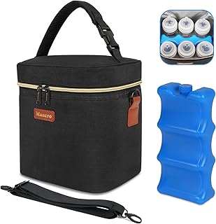 Mancro Breastmilk Cooler Bag with Ice Pack, Fits 6 Baby Bottles Up to 9 Ounce Insulated Baby Bottle Bag, Breast Milk Coole...