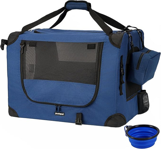 Prutapet Large Cat Carrier 24"x16.5"x16.5" Portable Dog Crate for Small Medium Dogs Collapsible Traveling Pet Crate with C...