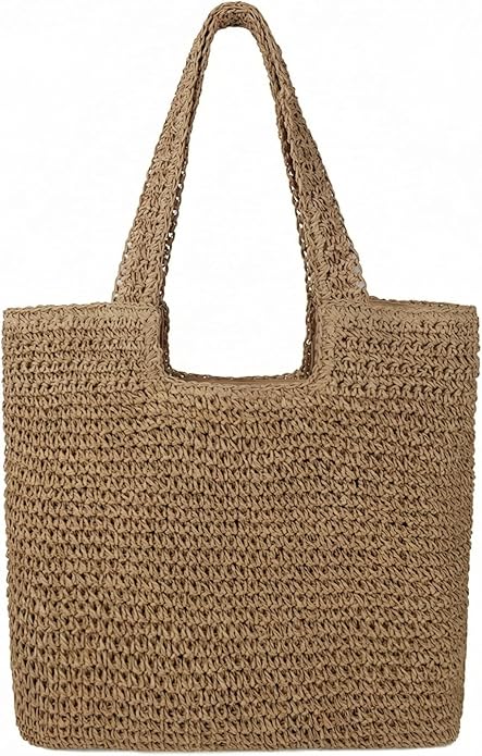 Bincaifenlan Straw Beach Tote Bag for Women, Large Handwoven Lightweight Boho Bag for Summer Vacation & Daily Travel