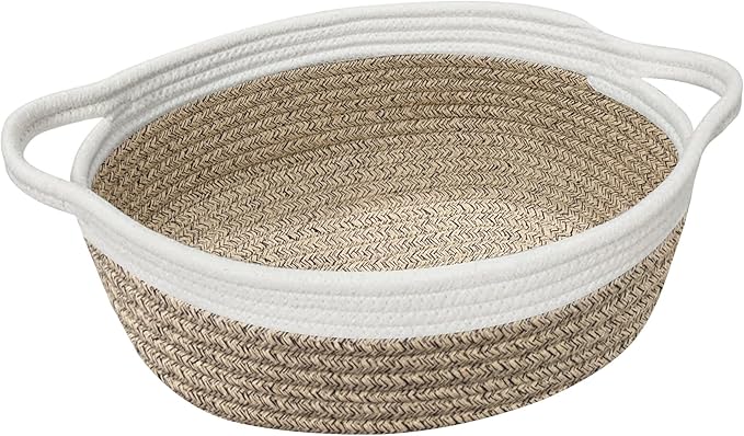 HONCESTA Woven Cotton Rope Gift Basket, Small Baskets for Gifts Empty, Cute Baby Nursery Basket, Pet Toy Storage Bin for D...