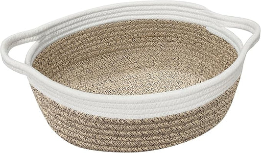 HONCESTA Woven Cotton Rope Gift Basket, Small Baskets for Gifts Empty, Cute Baby Nursery Basket, Pet Toy Storage Bin for D...