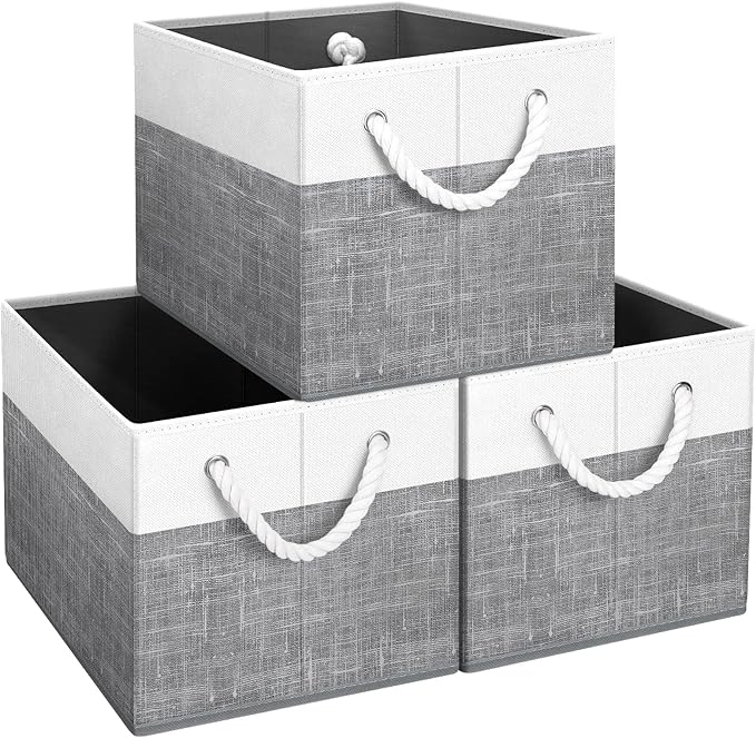 Fab totes Storage Bins [3-Pack], Foldable Storage Baskets for Organizing Toys, Books, Shelves, Closet, Large Storage Box w...