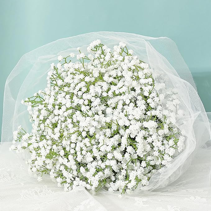MARTINE MALL Babys Breath Artificial Flowers, 30 PCS White Baby Breath Flowers Artificial Bulk, Fake Baby Breath Gypsophil...