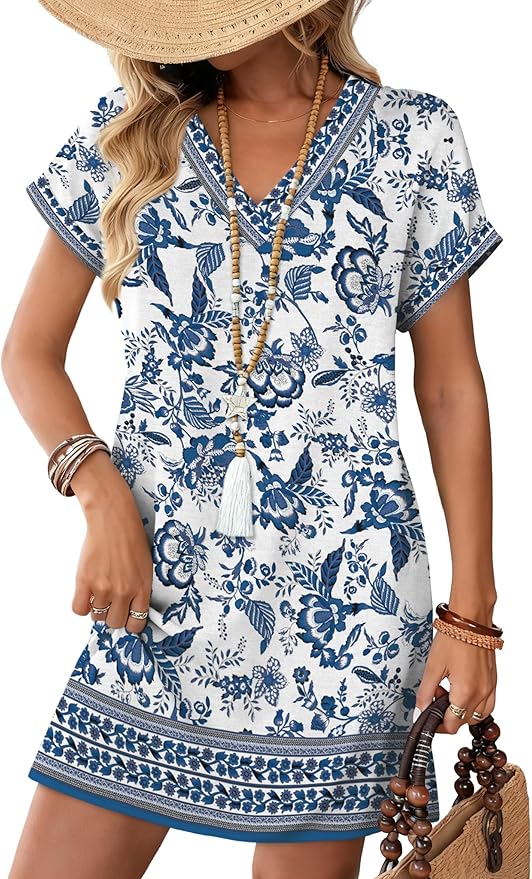 WIHOLL Dresses for Women 2025 Casual Summer Tshirt Dress Wedding Guest Dresses Short Sleeve Fashion Beach Vacation Clothes
