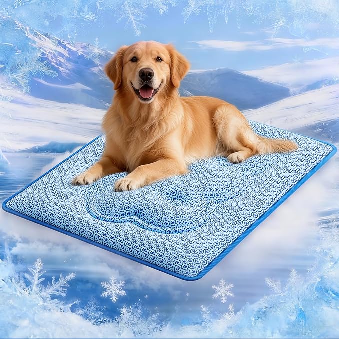 Dog Cooling Mat, Thick Cooling Mat for Extra Large Dogs with PCM & Thermochromic Tech, Dual-Sided Durable Waterproof Cool ...
