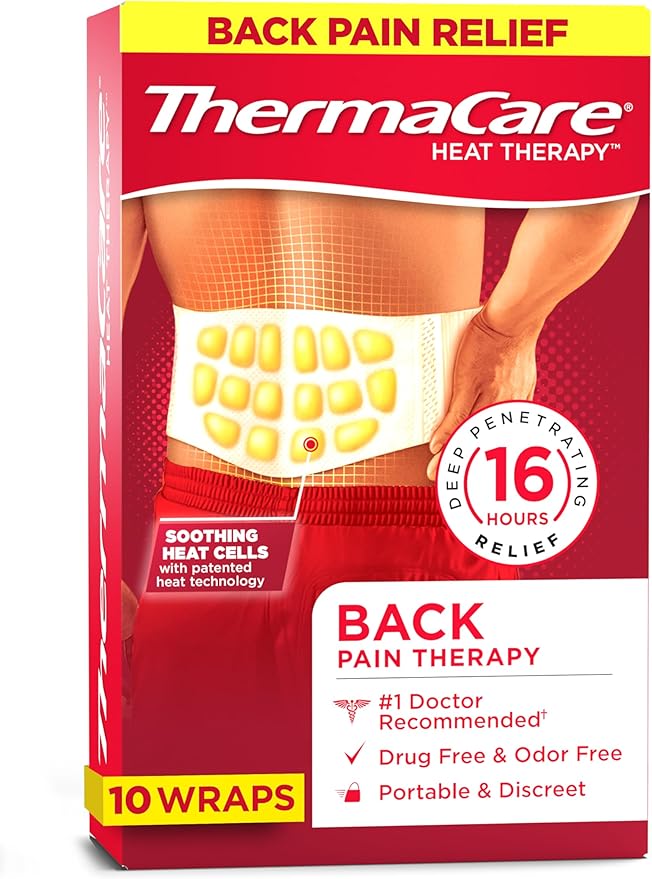 ThermaCare Advanced Back & Hip HeatWraps, Long-Lasting, Disposable Heat Therapy for Lower Back Pain, Muscle Soreness, & He...