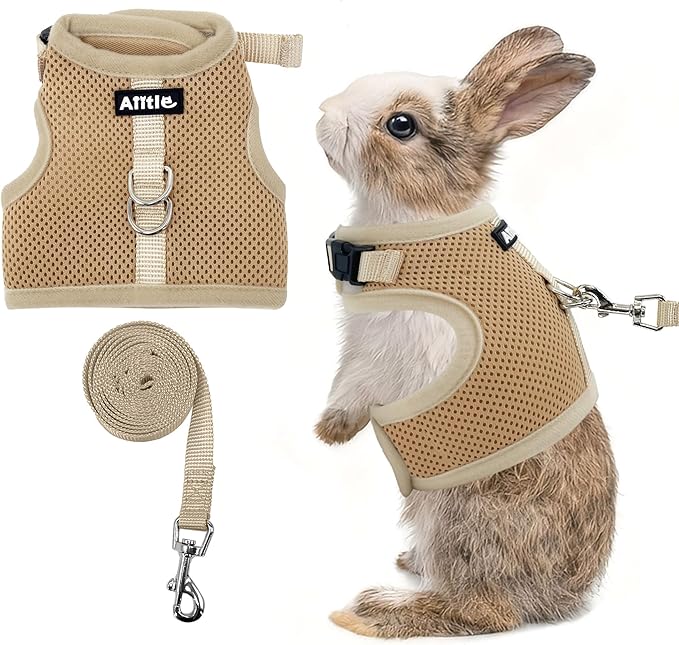 AIITLE Breathable Bunny Harness and Leash Set, Adjustable Straps & Magic Tape Design, Comfort Fit Vest for Puppies, Cats, ...