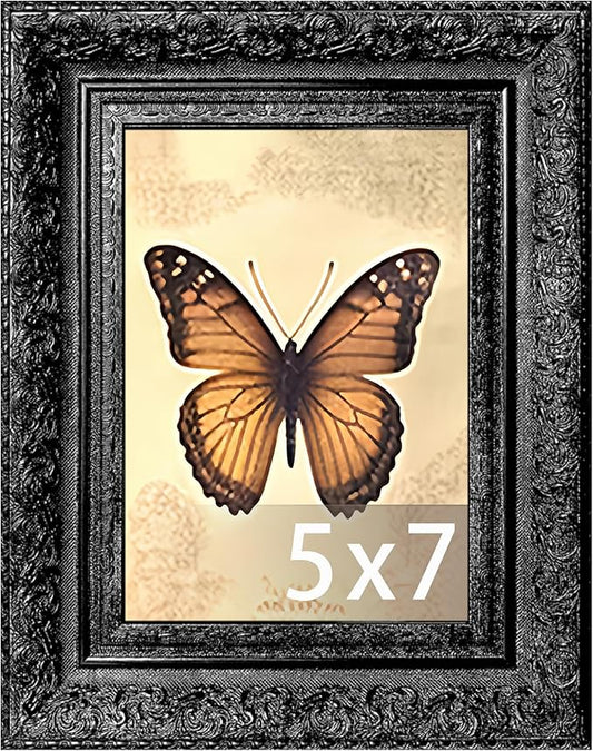 vrzpopi Vintage Picture Frame, Decorative Wall Hanging and Tabletop Display Photo Frame (Black, 5X7)