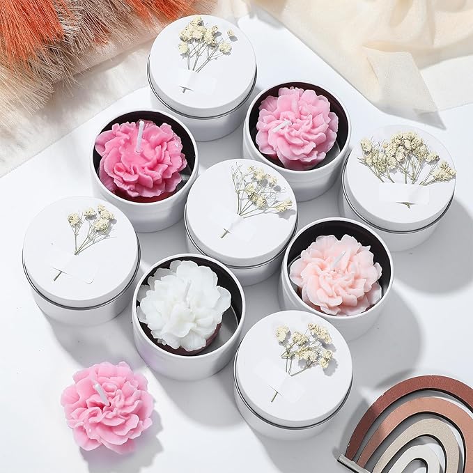 Threlaco 12 Pcs Bridesmaid Gift Scented Candles Wedding Bridesmaid Proposal Candle Soy Wax Flower Candles Sets for Women M...