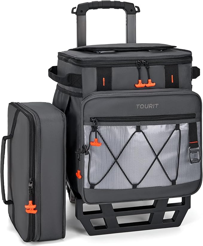 TOURIT 75 Can Insulated Rolling Cooler, Detachable Double Deck Beach Cooler with Wheels, Collapsible Soft Sided Cooler Bag...