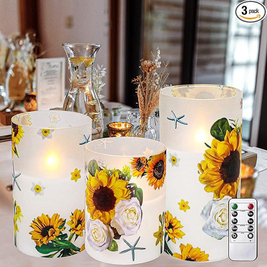 ANYGIFT Sunflower Decor Flameless Candles Gifts for Women,Sunflower Candle Housewarming Gifts New Home Get Well Soon Gifts...