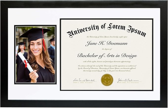 Americanflat 11x18 Diploma Frame with Shatter-Resistant Glass - Fits 8.5x11 Diplomas and 5x7 Pictures - Signature Collecti...