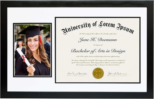 Americanflat 11x18 Diploma Frame with Shatter-Resistant Glass - Fits 8.5x11 Diplomas and 5x7 Pictures - Signature Collecti...